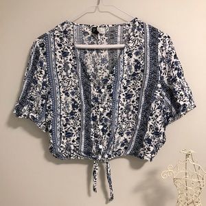 H&M floral tie crop